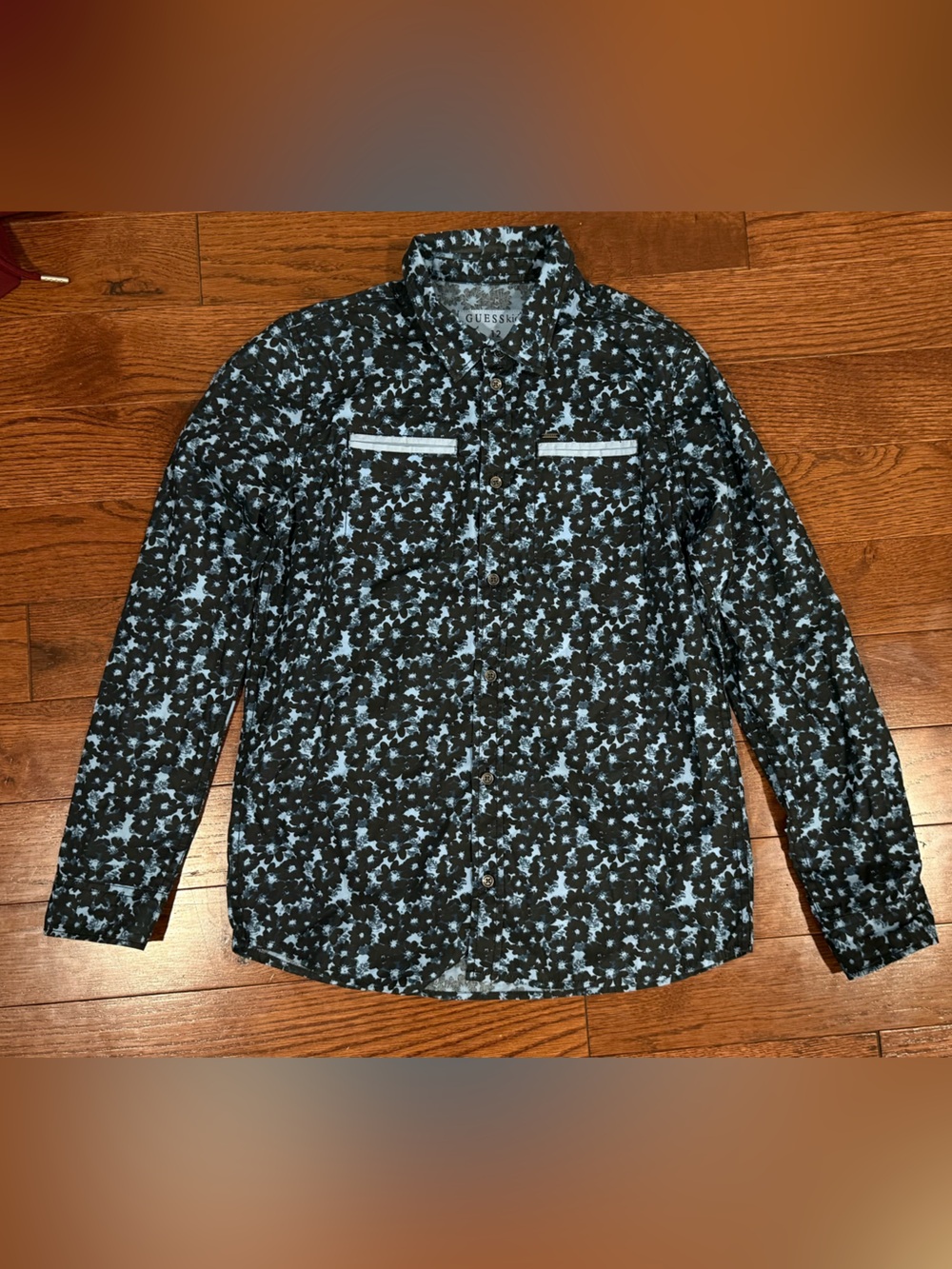 GUESS kids Black & Light Blue Floral Button-Up Jacket